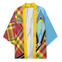 Saint Lucia Creole Day Kimono Madras Pattern Zipper Stylized - Wonder Print Shop