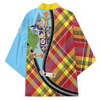 Saint Lucia Creole Day Kimono Madras Pattern Zipper Stylized - Wonder Print Shop