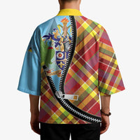 Saint Lucia Creole Day Kimono Madras Pattern Zipper Stylized - Wonder Print Shop