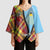 Saint Lucia Creole Day Kimono Sleeve Blouse Madras Pattern Zipper Stylized - Wonder Print Shop