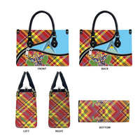 Saint Lucia Creole Day Leather Bag Madras Pattern Zipper Stylized - Wonder Print Shop