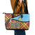 Saint Lucia Creole Day Leather Tote Bag Madras Pattern Zipper Stylized - Wonder Print Shop