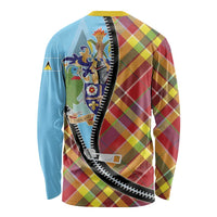 Saint Lucia Creole Day Long Sleeve Shirt Madras Pattern Zipper Stylized - Wonder Print Shop