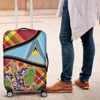Saint Lucia Creole Day Luggage Cover Madras Pattern Zipper Stylized - Wonder Print Shop