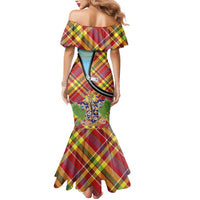 Saint Lucia Creole Day Mermaid Dress Madras Pattern Zipper Stylized - Wonder Print Shop