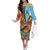 Saint Lucia Creole Day Off The Shoulder Long Sleeve Dress Madras Pattern Zipper Stylized - Wonder Print Shop