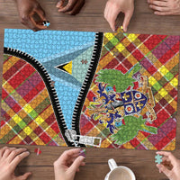 Saint Lucia Creole Day Puzzle Madras Pattern Zipper Stylized - Wonder Print Shop