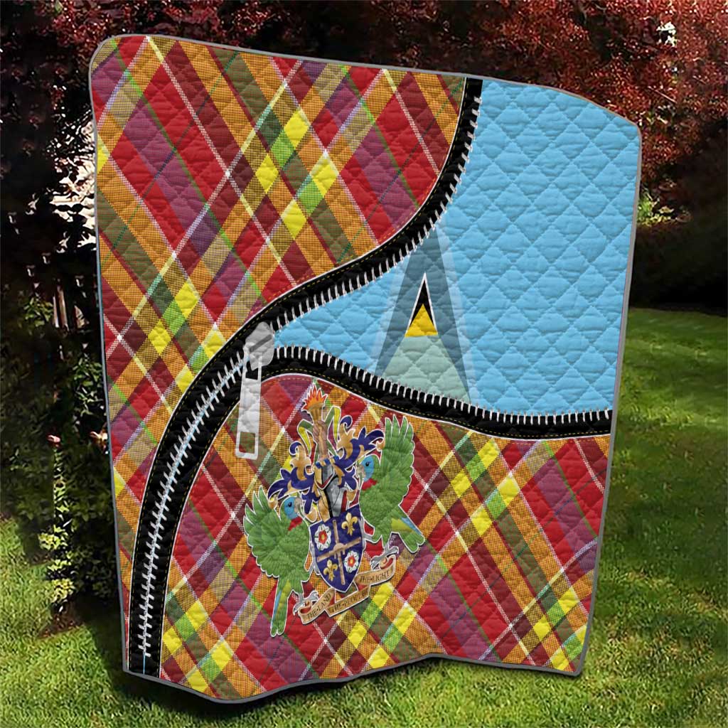 Saint Lucia Creole Day Quilt Madras Pattern Zipper Stylized - Wonder Print Shop