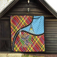 Saint Lucia Creole Day Quilt Madras Pattern Zipper Stylized - Wonder Print Shop