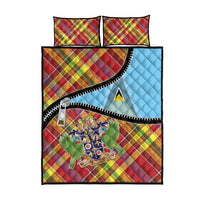 Saint Lucia Creole Day Quilt Bed Set Madras Pattern Zipper Stylized - Wonder Print Shop