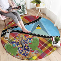 Saint Lucia Creole Day Round Carpet Madras Pattern Zipper Stylized - Wonder Print Shop