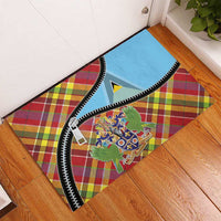 Saint Lucia Creole Day Rubber Doormat Madras Pattern Zipper Stylized - Wonder Print Shop