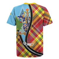 Saint Lucia Creole Day Rugby Jersey Madras Pattern Zipper Stylized - Wonder Print Shop