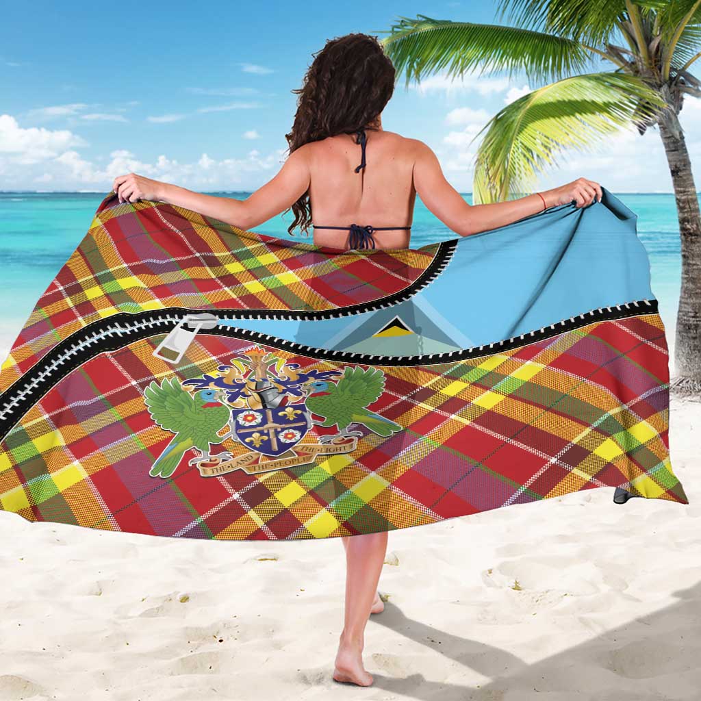 Saint Lucia Creole Day Sarong Madras Pattern Zipper Stylized - Wonder Print Shop