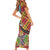 Saint Lucia Creole Day Short Sleeve Bodycon Dress Madras Pattern Zipper Stylized - Wonder Print Shop