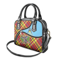 Saint Lucia Creole Day Shoulder Handbag Madras Pattern Zipper Stylized - Wonder Print Shop