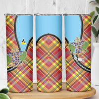 Saint Lucia Creole Day Skinny Tumbler Madras Pattern Zipper Stylized - Wonder Print Shop