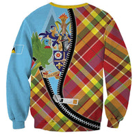 Saint Lucia Creole Day Sweatshirt Madras Pattern Zipper Stylized - Wonder Print Shop