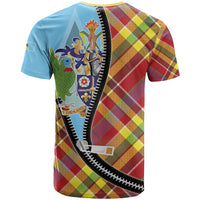 Saint Lucia Creole Day T Shirt Madras Pattern Zipper Stylized - Wonder Print Shop