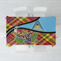 Saint Lucia Creole Day Tablecloth Madras Pattern Zipper Stylized - Wonder Print Shop