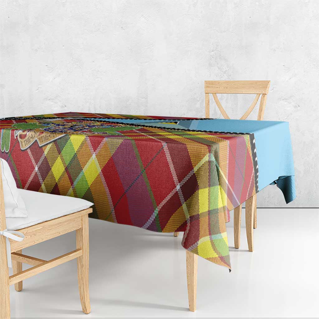 Saint Lucia Creole Day Tablecloth Madras Pattern Zipper Stylized - Wonder Print Shop