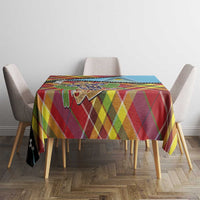 Saint Lucia Creole Day Tablecloth Madras Pattern Zipper Stylized - Wonder Print Shop