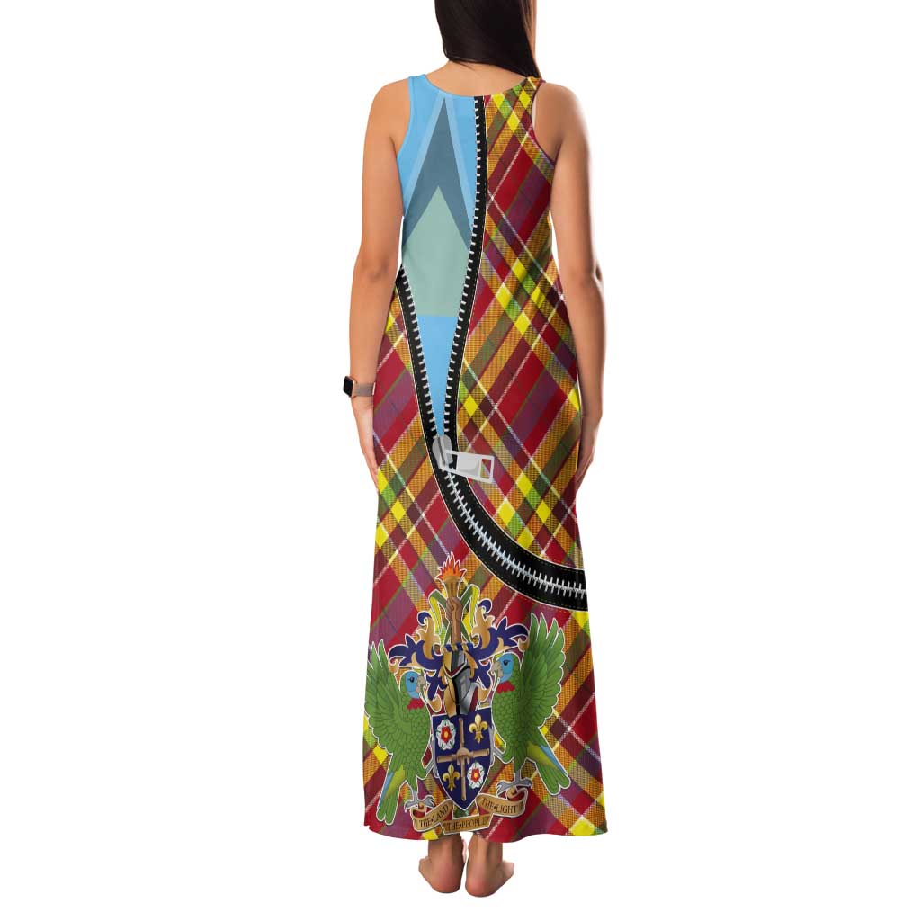 Saint Lucia Creole Day Tank Maxi Dress Madras Pattern Zipper Stylized - Wonder Print Shop