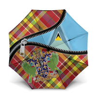 Saint Lucia Creole Day Umbrella Madras Pattern Zipper Stylized - Wonder Print Shop