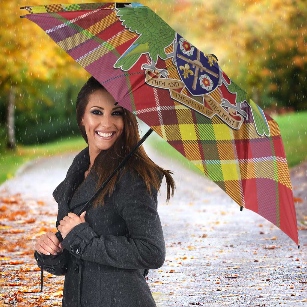 Saint Lucia Creole Day Umbrella Madras Pattern Zipper Stylized - Wonder Print Shop