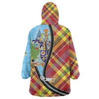 Saint Lucia Creole Day Wearable Blanket Hoodie Madras Pattern Zipper Stylized - Wonder Print Shop