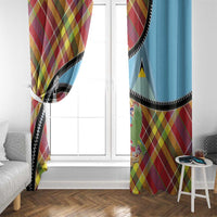 Saint Lucia Creole Day Window Curtain Madras Pattern Zipper Stylized - Wonder Print Shop