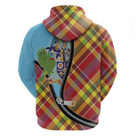 Saint Lucia Creole Day Zip Hoodie Madras Pattern Zipper Stylized - Wonder Print Shop
