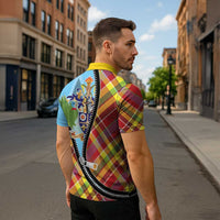 Saint Lucia Creole Day Zipper Polo Shirt Madras Pattern Zipper Stylized - Wonder Print Shop