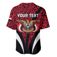 Personalised Yemen Independence Day Baseball Jersey Yemeni Coat Of Arms Leopard Pattern - Wonder Print Shop