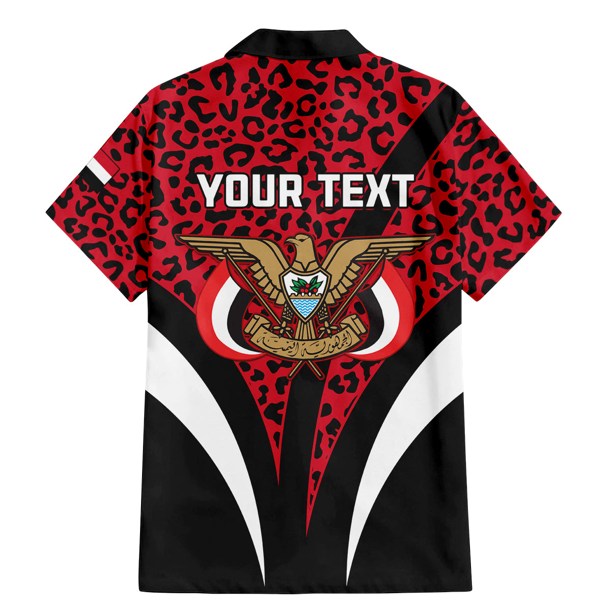 Personalised Yemen Independence Day Family Matching Mermaid Dress and Hawaiian Shirt Yemeni Coat Of Arms Leopard Pattern - Wonder Print Shop