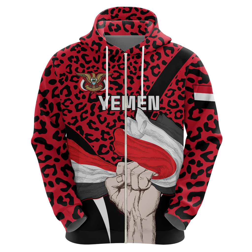 Personalised Yemen Independence Day Hoodie Yemeni Coat Of Arms Leopard Pattern - Wonder Print Shop