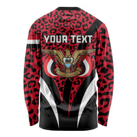 Personalised Yemen Independence Day Long Sleeve Shirt Yemeni Coat Of Arms Leopard Pattern - Wonder Print Shop