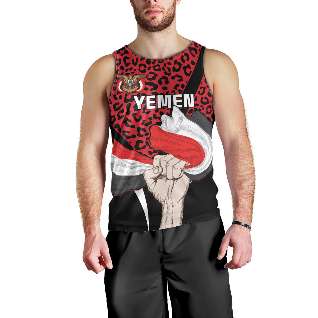 Personalised Yemen Independence Day Men Tank Top Yemeni Coat Of Arms Leopard Pattern - Wonder Print Shop
