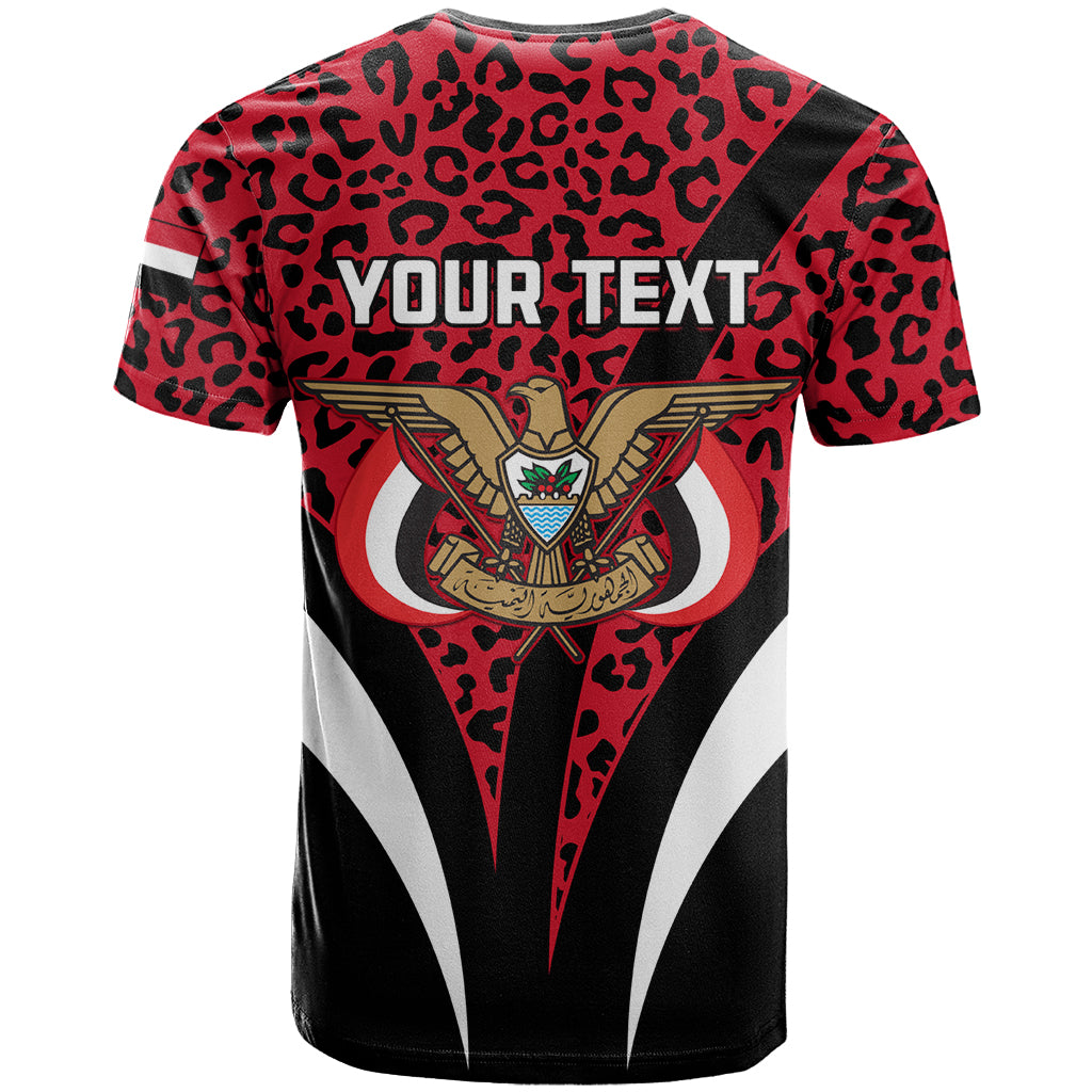 Personalised Yemen Independence Day T Shirt Yemeni Coat Of Arms Leopard Pattern - Wonder Print Shop