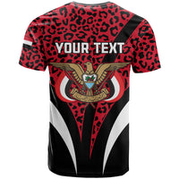 Personalised Yemen Independence Day T Shirt Yemeni Coat Of Arms Leopard Pattern - Wonder Print Shop
