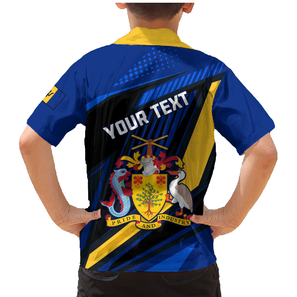 Personalised Barbados Independence Day Family Matching Mermaid Dress and Hawaiian Shirt Barbadian Coat Of Arms Special Version - Wonder Print Shop
