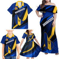 Personalised Barbados Independence Day Family Matching Off Shoulder Maxi Dress and Hawaiian Shirt Barbadian Coat Of Arms Special Version - Wonder Print Shop