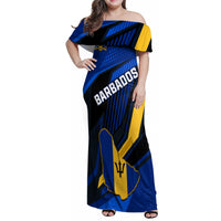 Personalised Barbados Independence Day Family Matching Off Shoulder Maxi Dress and Hawaiian Shirt Barbadian Coat Of Arms Special Version - Wonder Print Shop