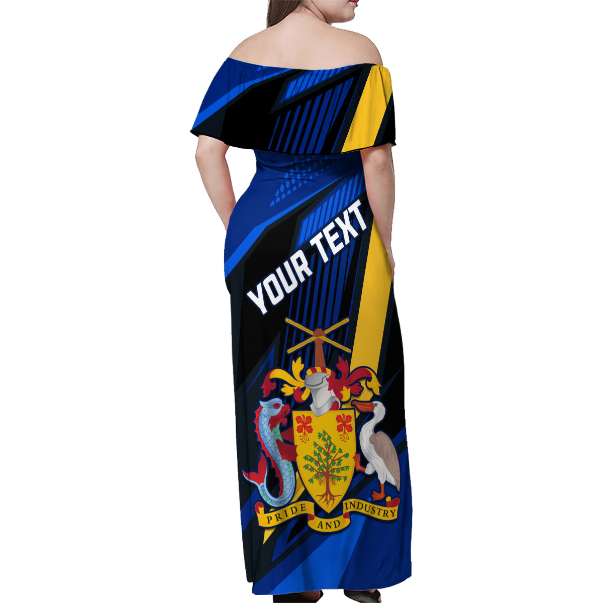 Personalised Barbados Independence Day Family Matching Off Shoulder Maxi Dress and Hawaiian Shirt Barbadian Coat Of Arms Special Version - Wonder Print Shop