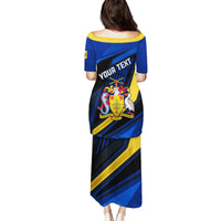 Personalised Barbados Independence Day Family Matching Puletasi Dress and Hawaiian Shirt Barbadian Coat Of Arms Special Version - Wonder Print Shop