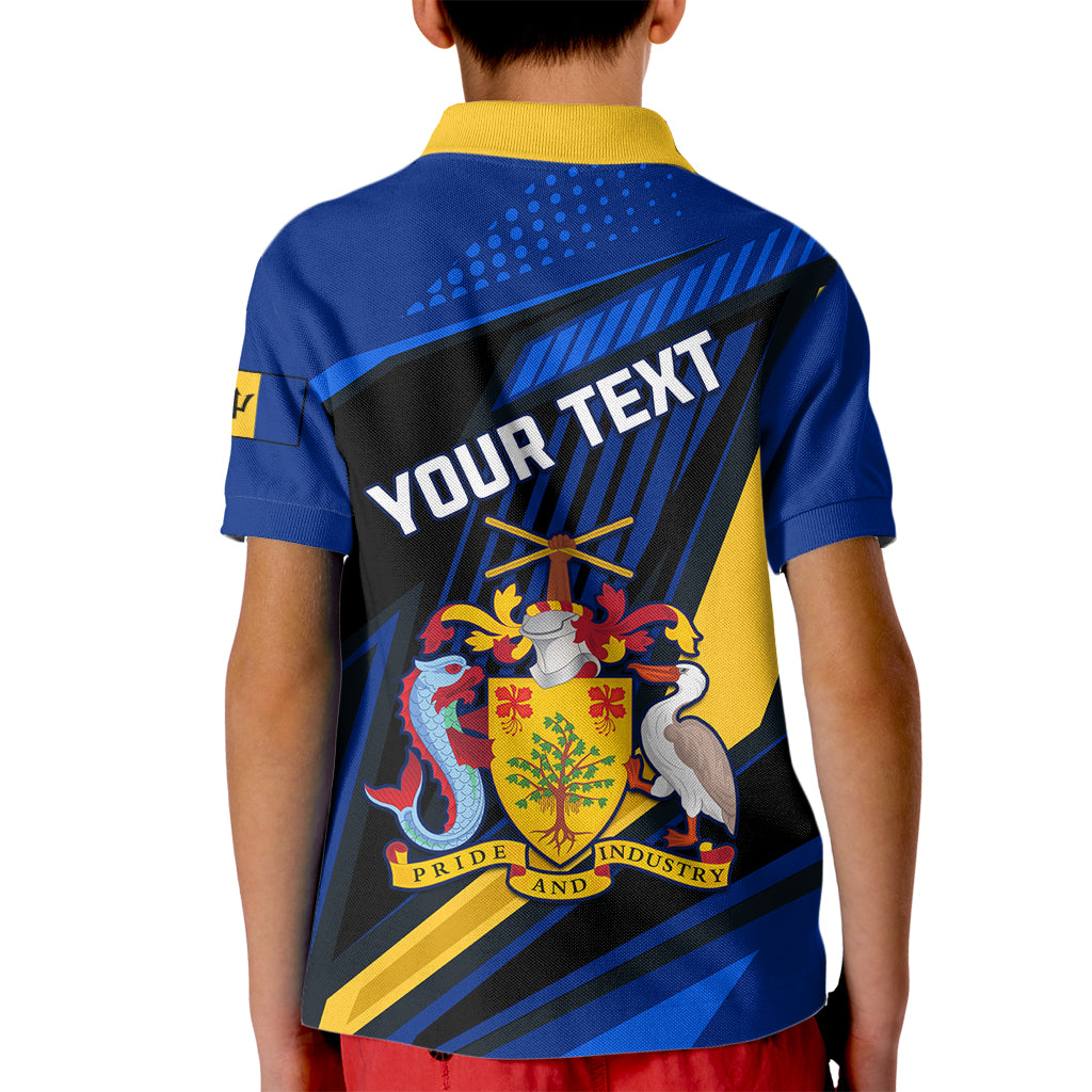 Personalised Barbados Independence Day Kid Polo Shirt Barbadian Coat Of Arms Special Version - Wonder Print Shop