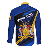 Personalised Barbados Independence Day Long Sleeve Button Shirt Barbadian Coat Of Arms Special Version - Wonder Print Shop