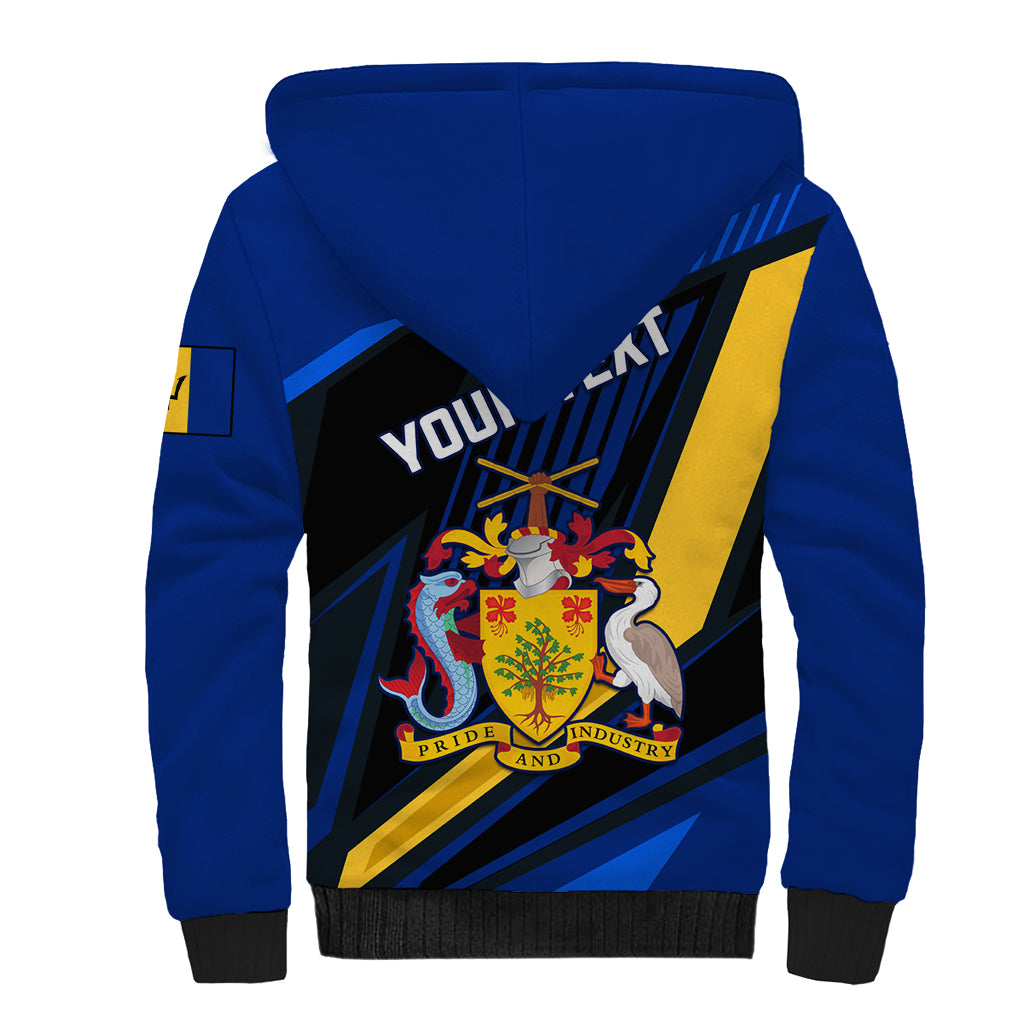 Personalised Barbados Independence Day Sherpa Hoodie Barbadian Coat Of Arms Special Version - Wonder Print Shop