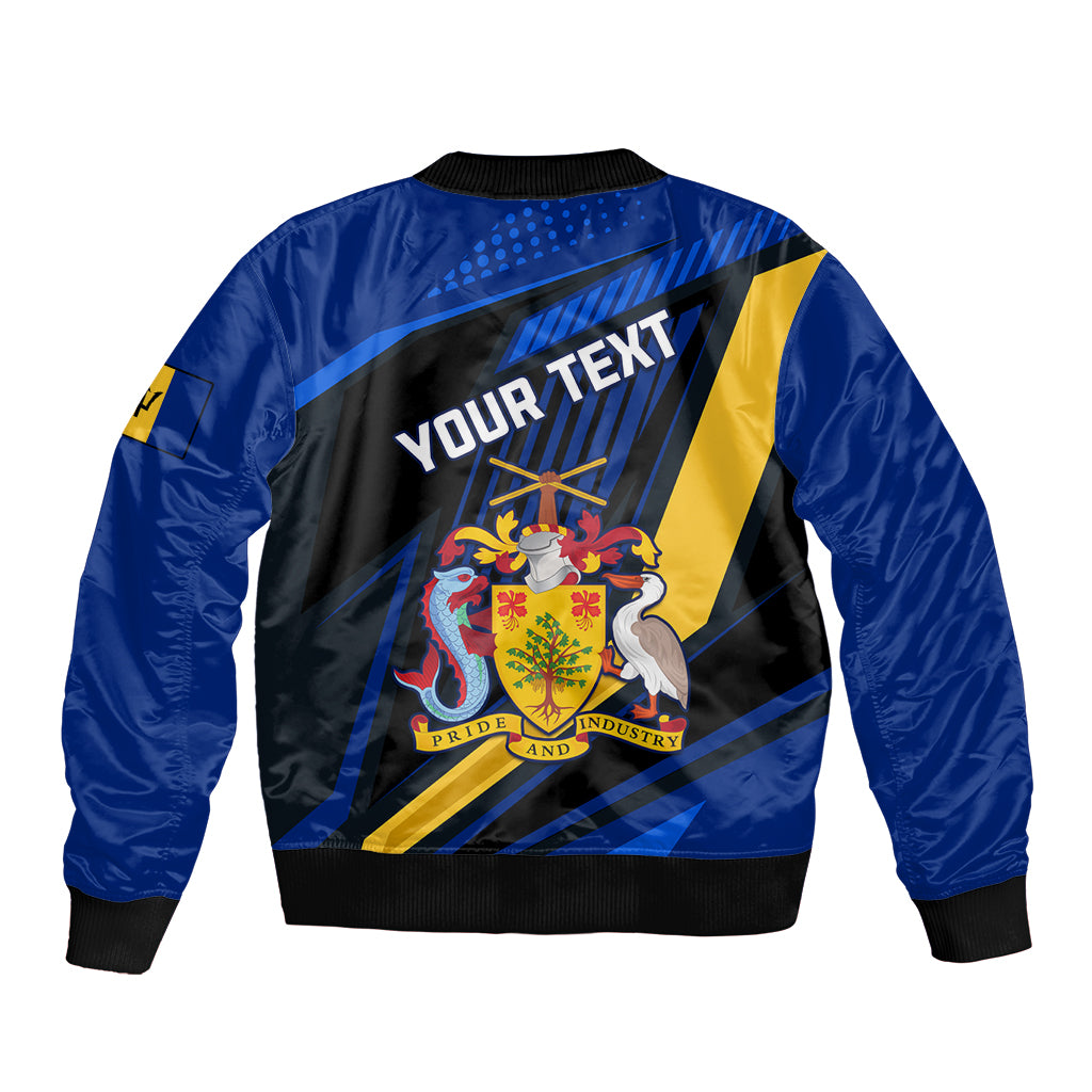 Personalised Barbados Independence Day Sleeve Zip Bomber Jacket Barbadian Coat Of Arms Special Version - Wonder Print Shop
