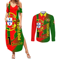 Personalised Portugal Independence Day Couples Matching Summer Maxi Dress and Long Sleeve Button Shirt Portuguesa Map Flag Style - Wonder Print Shop